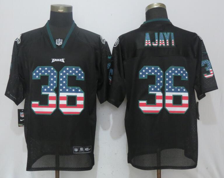  Eagles 36 Jay Ajayi Black USA Flag Fashion Elite Jersey