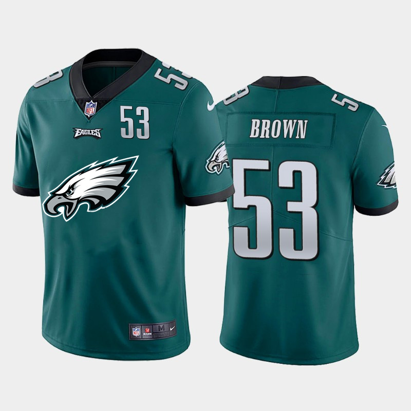 Nike Eagles 53 Jatavis Brown Green Team Big Logo Number Vapor Untouchable Limited Jersey