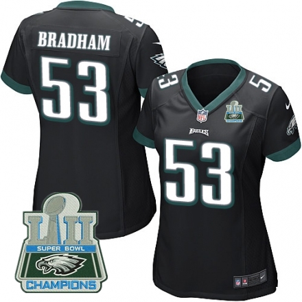  Eagles 53 Nigel Bradham Black Women 2018 Super Bowl Champions Game Jersey