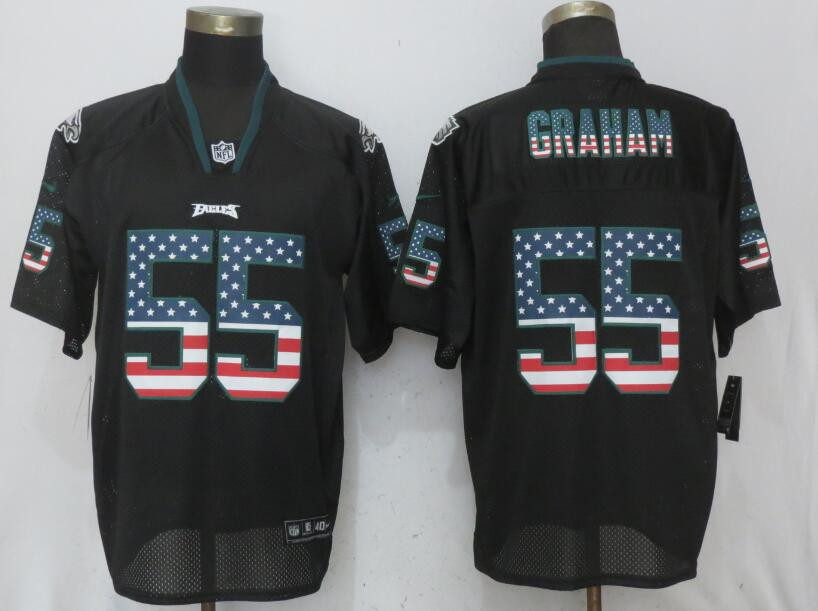  Eagles 55 Brandon Graham Black USA Flag Elite Jersey