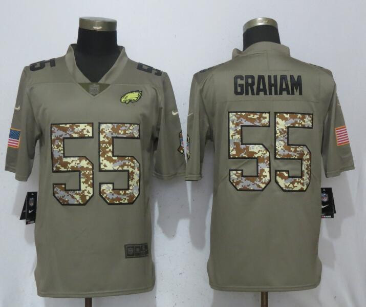  Eagles 55 Brandon Graham Olive Camo Salute To Service Limited Jersey