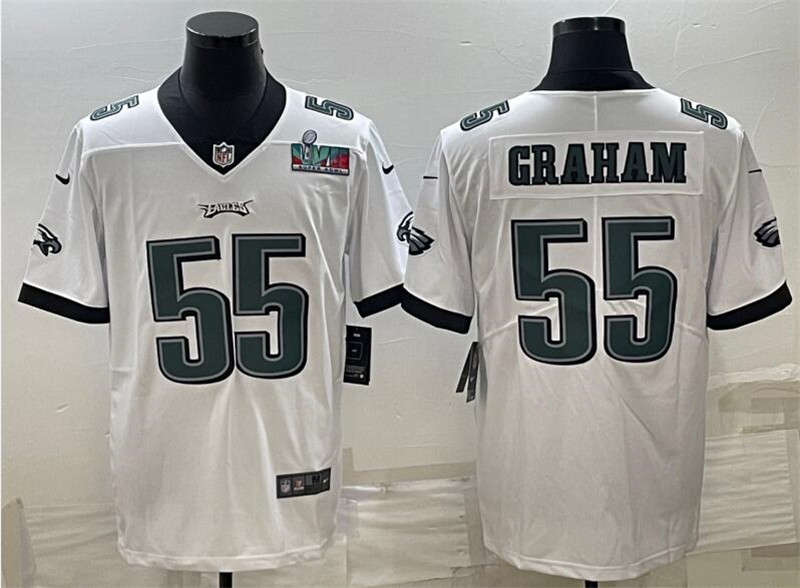 Nike Eagles 55 Brandon Graham White 2023 Super Bowl LVII Vapor Limited Jersey