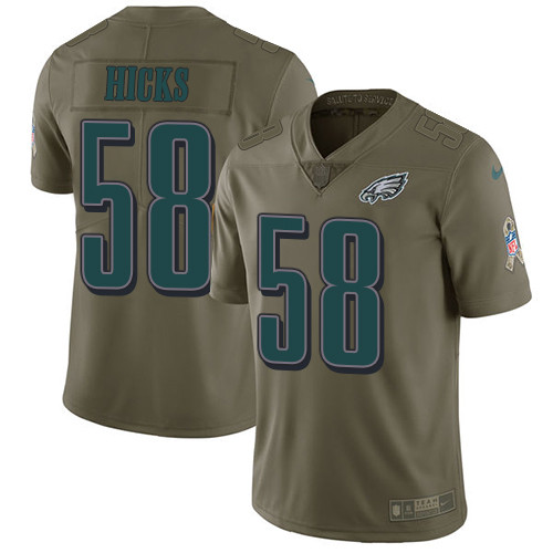  Eagles 58 Jordan Hicks Olive Salute To Service Limited Jersey