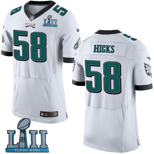  Eagles 58 Jordan Hicks White 2018 Super Bowl LII Elite Jersey