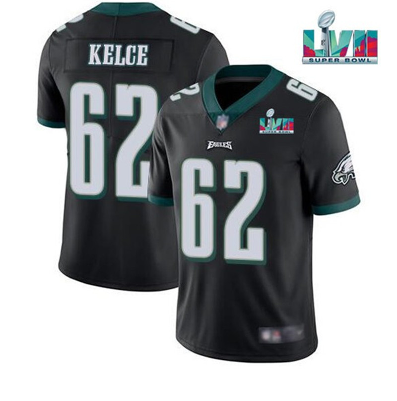 Nike Eagles 62 Jason Kelce Black 2023 Super Bowl LVII Vapor Limited Jersey