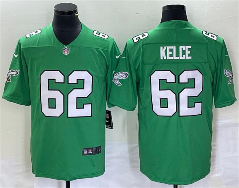 Nike Eagles 62 Jason Kelce Green Vapor Limited Throwback Jersey