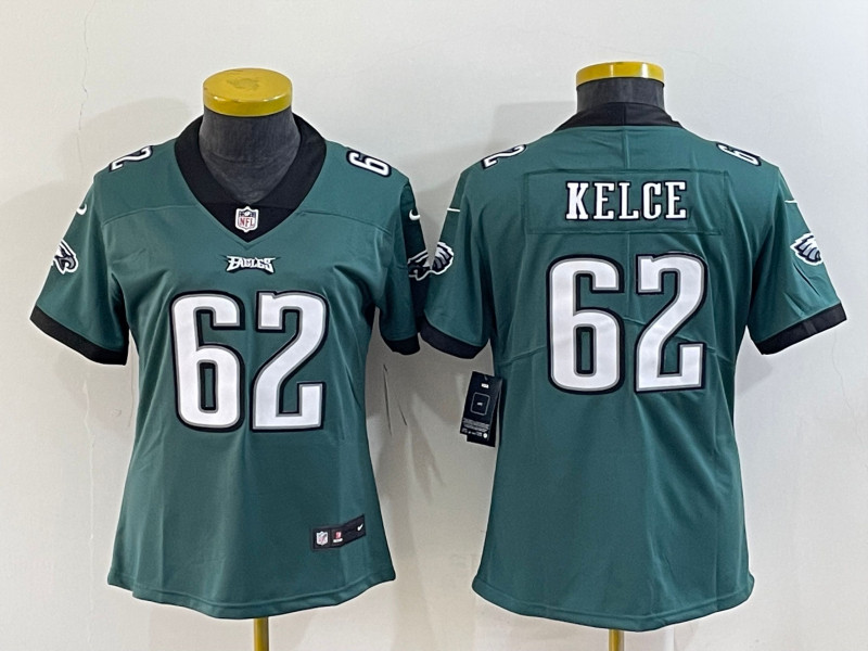 Nike Eagles 62 Jason Kelce Green Women Vapor Limited Jersey