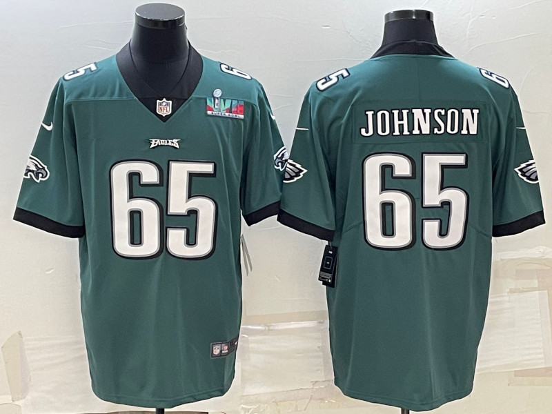 Nike Eagles 65 Lane Johnson Green 2023 Super Bowl LVII Vapor Limited Jersey