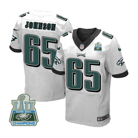  Eagles 65 Lane Johnson White 2018 Super Bowl Champions Elite Jersey