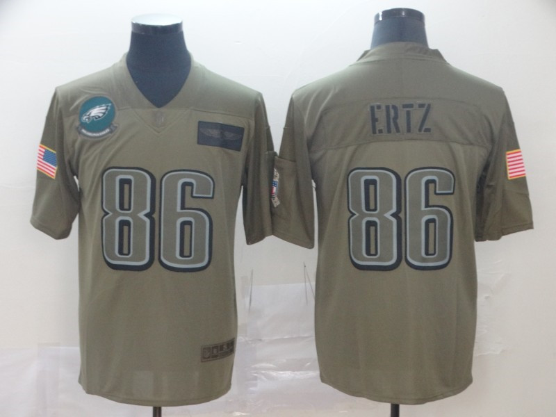 Nike Eagles 86 Zach Ertz 2019 Olive Salute To Service Limited Jersey