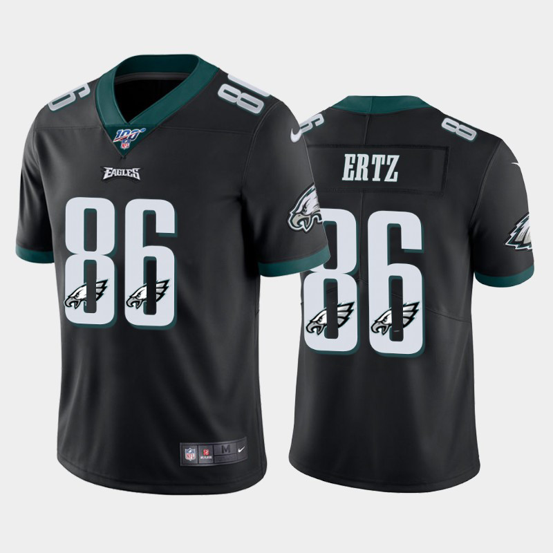 Nike Eagles 86 Zach Ertz Black Number Logo Team 100th Season Vapor Untouchable Limited Jersey