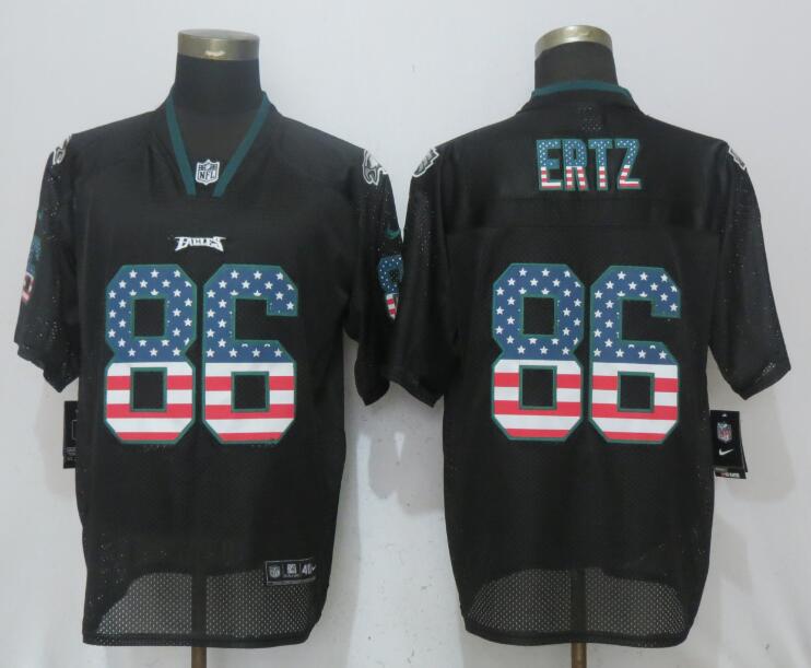  Eagles 86 Zach Ertz Black USA Flag Fashion Elite Jersey