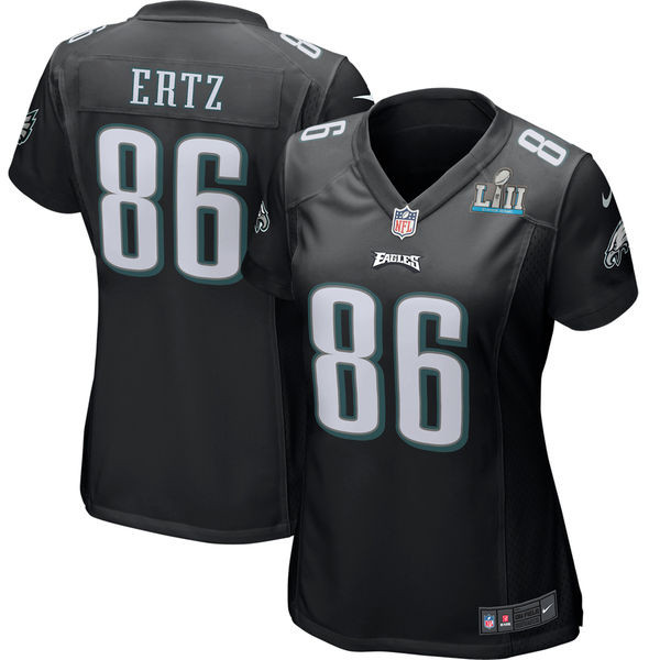  Eagles 86 Zach Ertz Black Women 2018 Super Bowl LII Game Jersey