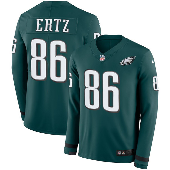  Eagles 86 Zach Ertz Green Long Sleeve Limited Jersey