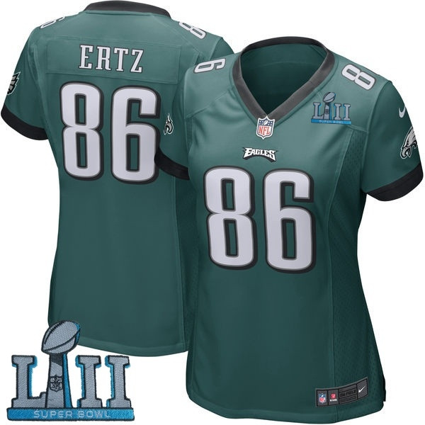  Eagles 86 Zach Ertz Green Women 2018 Super Bowl LII Game Jersey