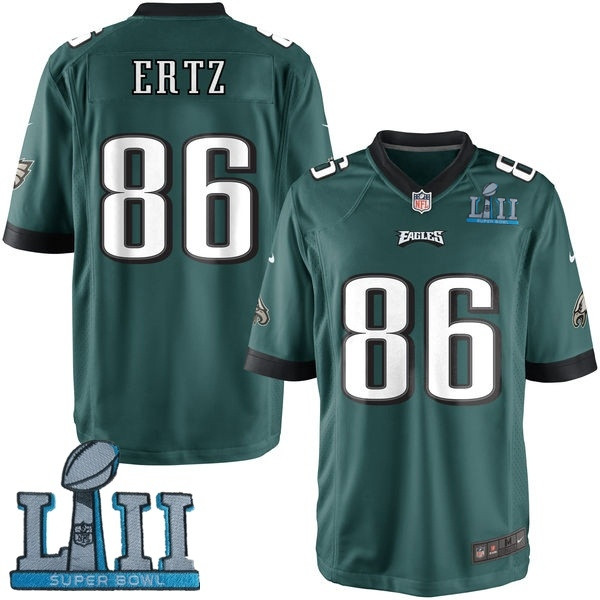  Eagles 86 Zach Ertz Green Youth 2018 Super Bowl LII Game Jersey