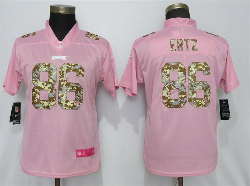 Nike Eagles 86 Zach Ertz Pink Camo Fashion Women Limited Jersey