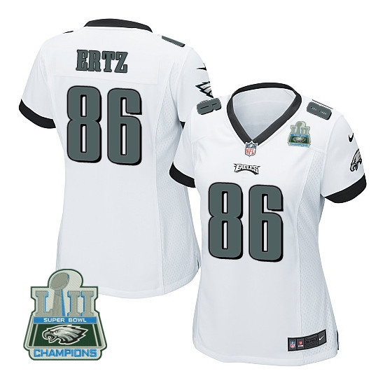  Eagles 86 Zach Ertz White Women 2018 Super Bowl Champions Game Jersey