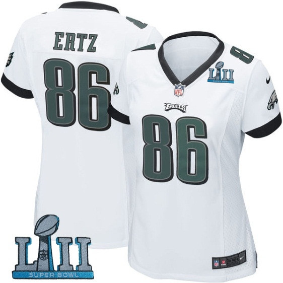  Eagles 86 Zach Ertz White Women 2018 Super Bowl LII Game Jersey