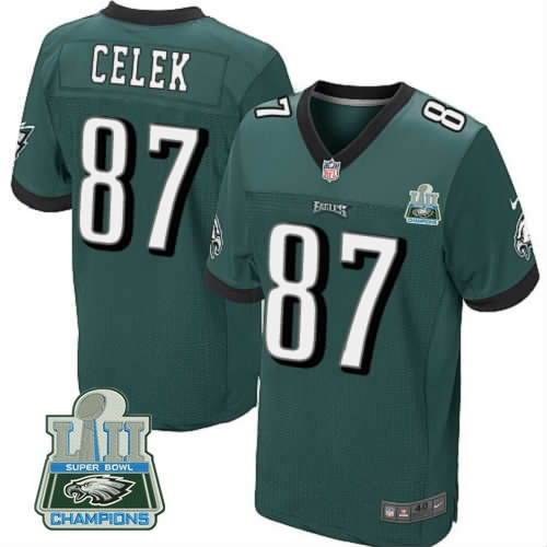  Eagles 87 Brent Celek Green 2018 Super Bowl Champions Elite Jersey