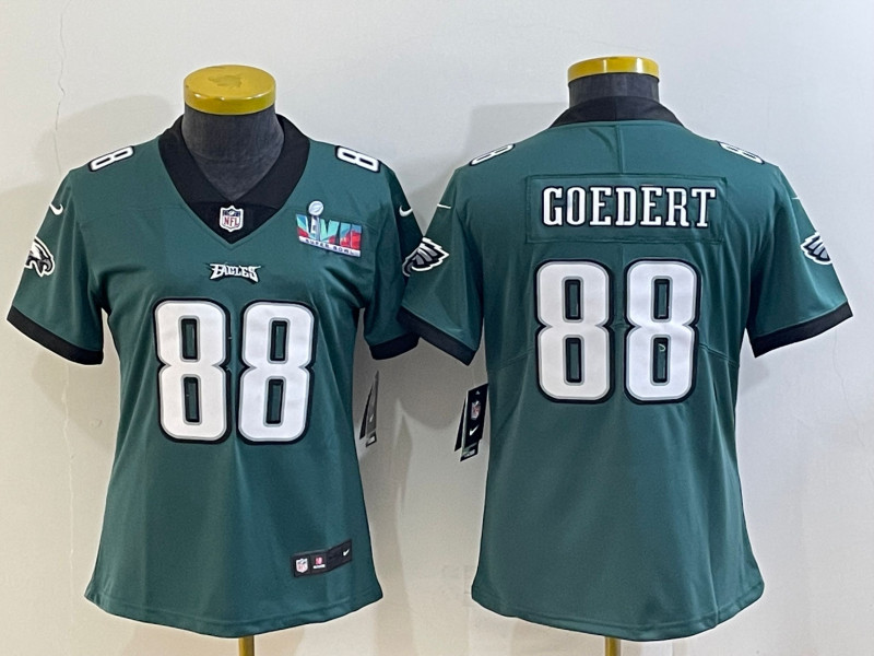 Nike Eagles 88 Dallas Goedert Green Women 2023 Super Bowl LVII Vapor Limited Jersey