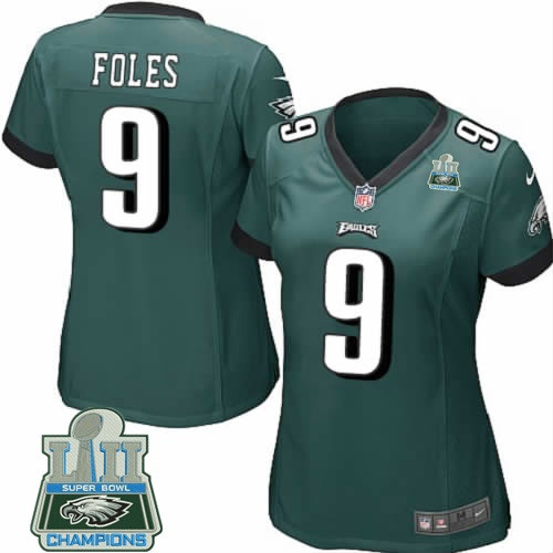  Eagles 9 Nick Foles Green Women 2018 Super Bowl Champions Game Jersey
