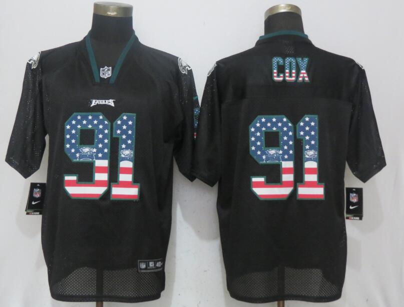  Eagles 91 Fletcher Cox Black USA Flag Fashion Elite Jersey