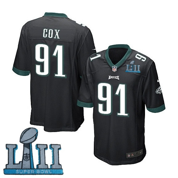  Eagles 91 Fletcher Cox Black Youth 2018 Super Bowl LII Game Jersey