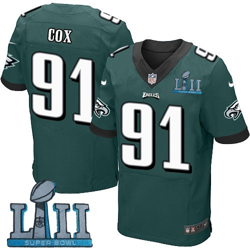  Eagles 91 Fletcher Cox Green 2018 Super Bowl LII Elite Jersey