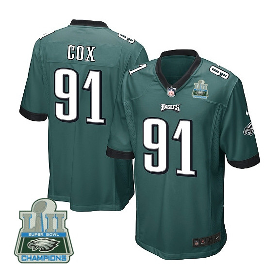  Eagles 91 Fletcher Cox Green Youth 2018 Super Bowl Champions Game Jersey