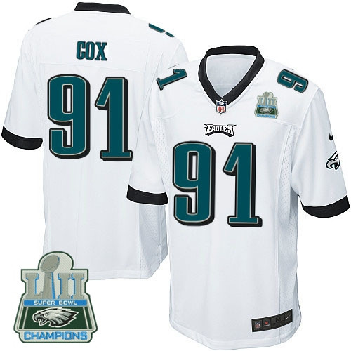  Eagles 91 Fletcher Cox White Youth 2018 Super Bowl Champions Game Jersey