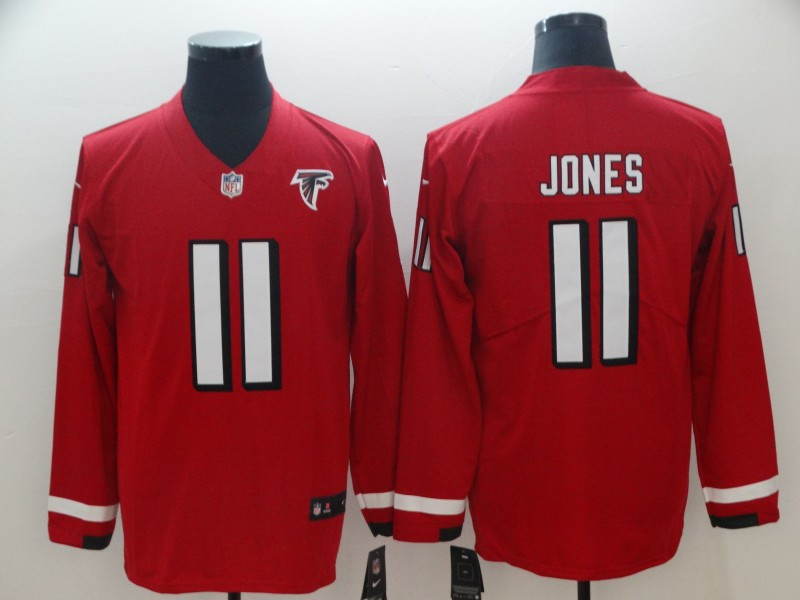  Faclons 11 Julio Jones Red Therma Long Sleeve Jersey