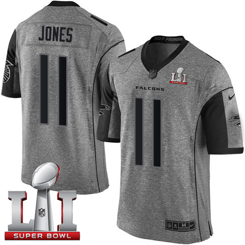  Falcons 11 Julio Jones Gray Super Bowl LI 51 Men Stitched NFL Limited Gridiron Gray Jersey