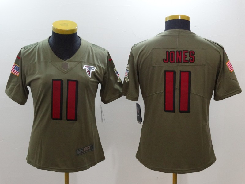  Falcons 11 Julio Jones Women Olive Salute To Service Limited Jersey