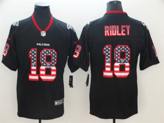  Falcons 18 Calvin Ridley Black USA Flag Fashion Limited Jersey