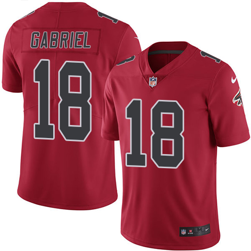  Falcons 18 Taylor Gabriel Red Men Stitched NFL Limited Rush Jersey