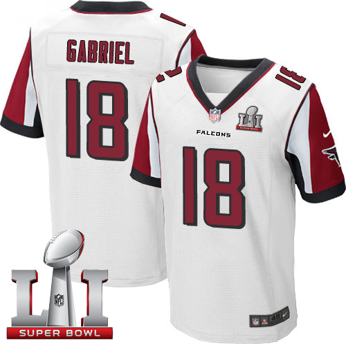  Falcons 18 Taylor Gabriel White Super Bowl LI 51 Men Stitched NFL Elite Jersey
