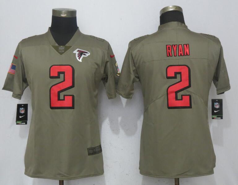  Falcons 2 Matt Ryan Olive Women Salute To Service Limited Jersey