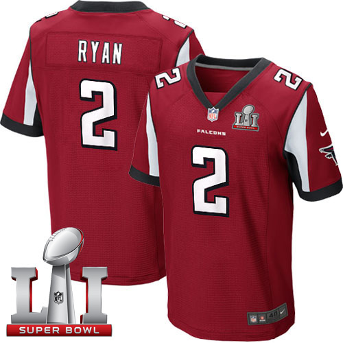  Falcons 2 Matt Ryan Red Team Color Super Bowl LI 51 Men Stitched NFL Elite Jersey