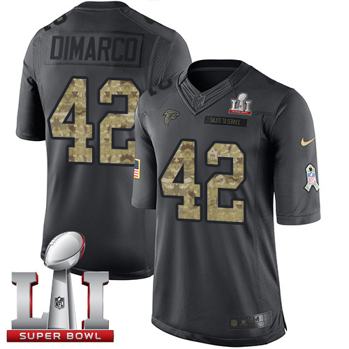  Falcons 42 Patrick DiMarco Black Super Bowl LI 51 Men Stitched NFL Limited 2016 Salute To Service Jersey