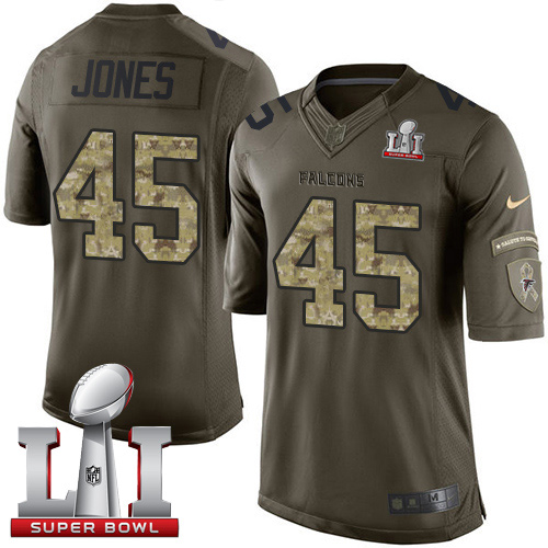  Falcons 45 Deion Jones Green Super Bowl LI 51 Men Stitched NFL Limited Salute To Service Jersey