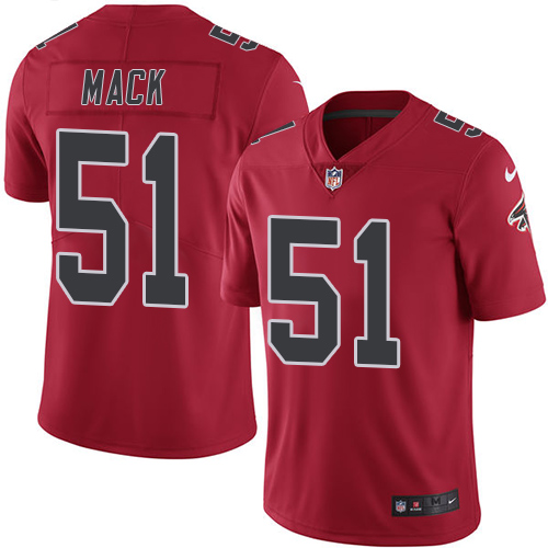  Falcons 51 Alex Mack Red Men Stitched NFL Limited Rush Jersey