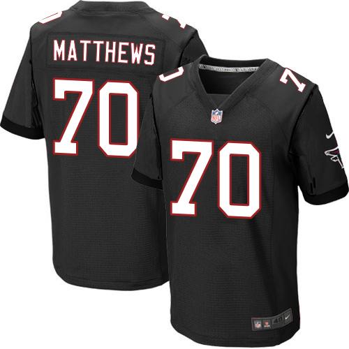  Falcons 70 Jake Matthews Black Alternate Men Stitched NFL Elite Jersey