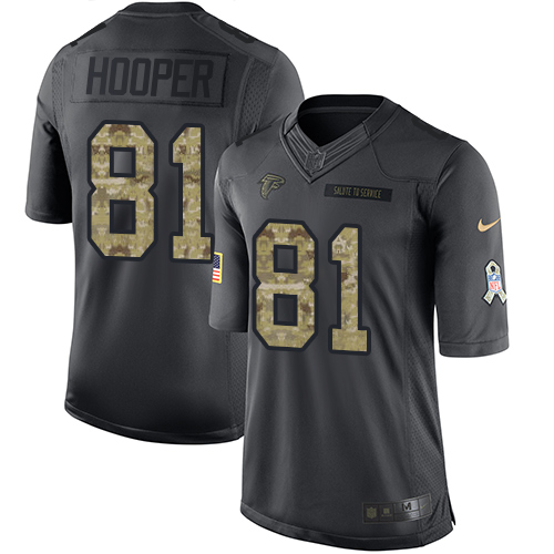  Falcons 81 Austin Hooper Black Men Stitched NFL Limited 2016 Salute To Service Jersey