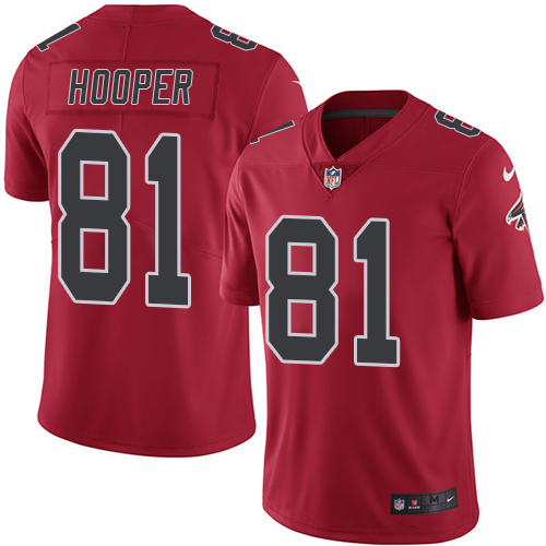  Falcons 81 Austin Hooper Red Men Stitched NFL Limited Rush Jersey