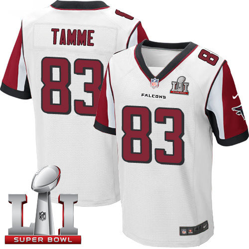 Falcons 83 Jacob Tamme White Super Bowl LI 51 Men Stitched NFL Elite Jersey