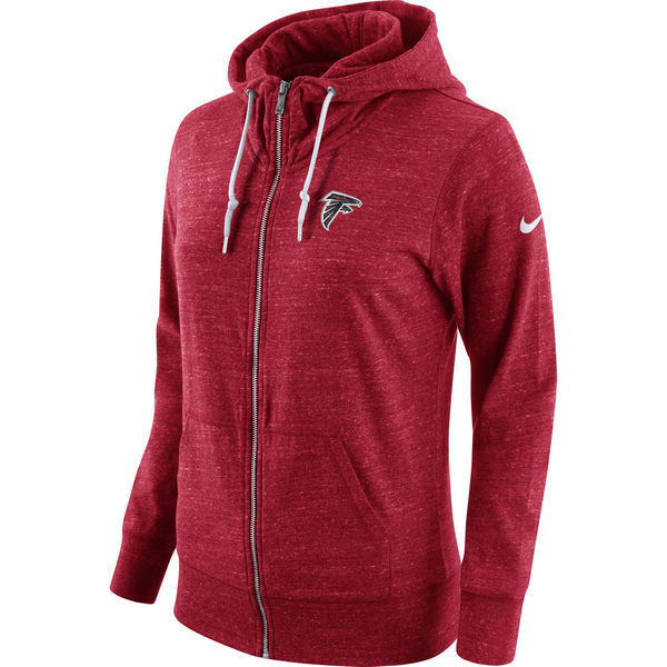  Falcons Fresh Logo Red Women's Full Zip Hoodie