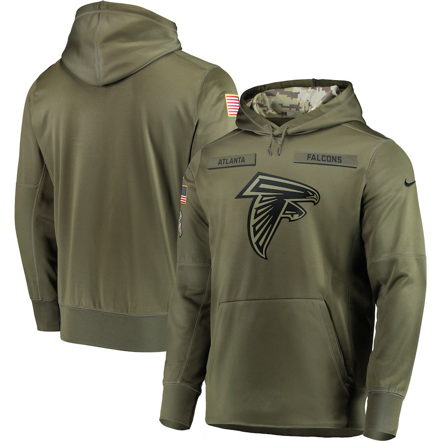  Falcons Olive Salute To Service Men's Pullove Hoodie