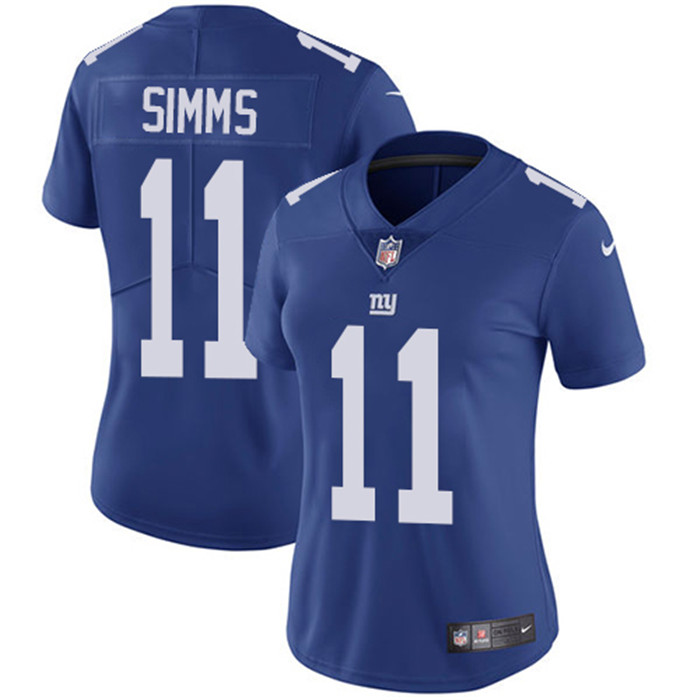  Giants 11 Phil Simms Royal Women Vapor Untouchable Limited Jersey