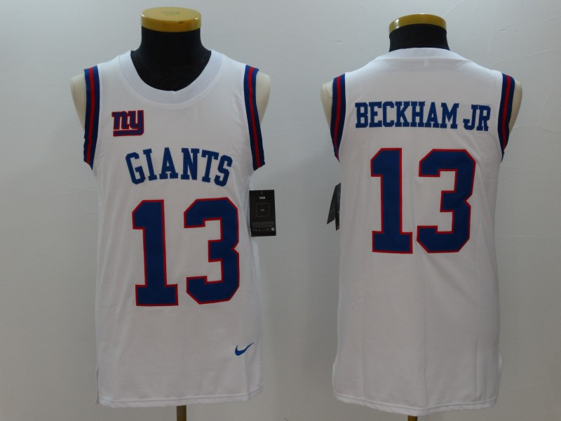  Giants 13 Odell Beckham Jr White Color Rush Name & Number Tank Top